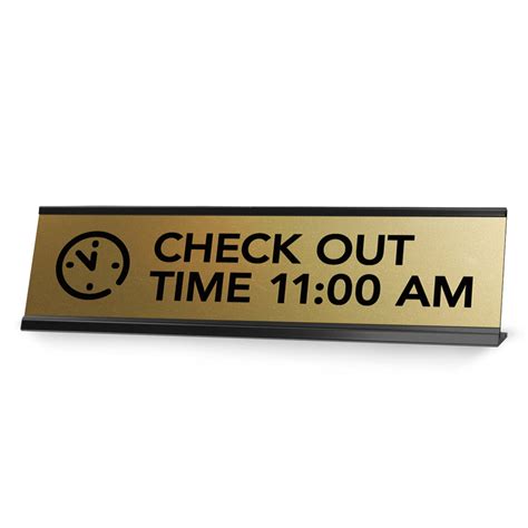 Signs ByLITA Check Out Time 11:00 am Black Frame Desk Sign (2x8 ...