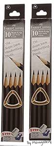 Faber-Castell Matt Grip Super Dark Pencils - Pack of 10 (Set of 2 ...