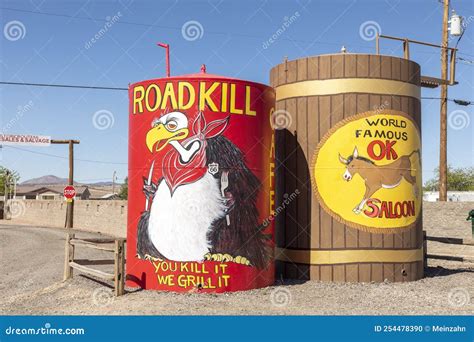 Advertising for Roadkill Cafe with Slogan You Kill it we Grill it and Saloon at Route 66 at a ...