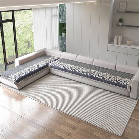 Nendle Superior Velvet Floral Sofa Mat 7 Seater Set Cover Durable ...