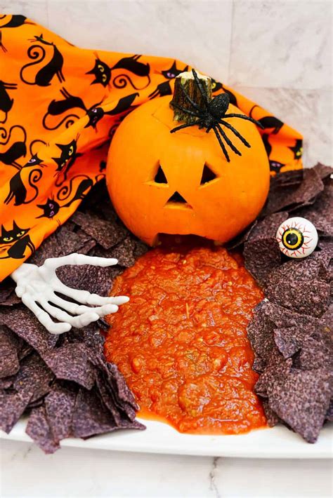 Fun Puking Pumpkin Halloween Chips and Salsa Platter