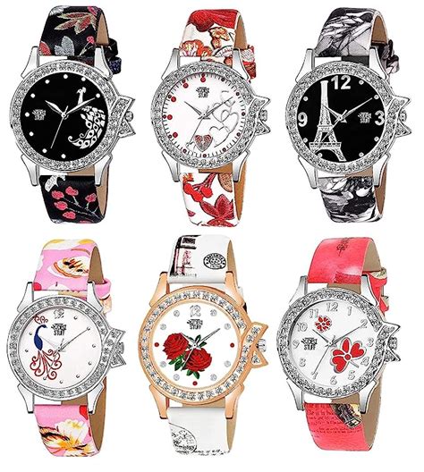 SWADESI STUFF Multi Color Analogue Watch for Women & Girls - Combo of 6 ...