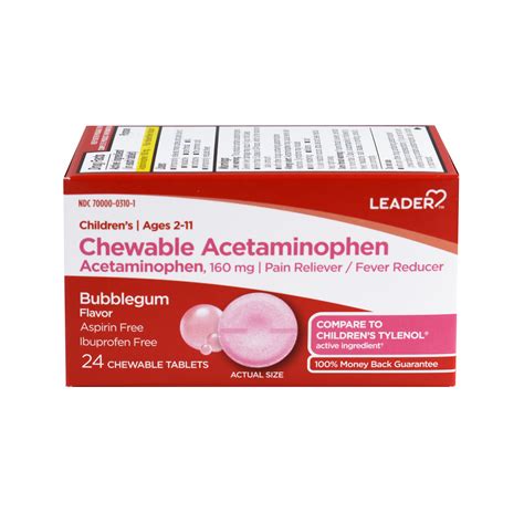 Leader Children's Chewable Acetaminophen Tabs for Pain & Fever Relief, 24ct HSA/FSA Eligible ...