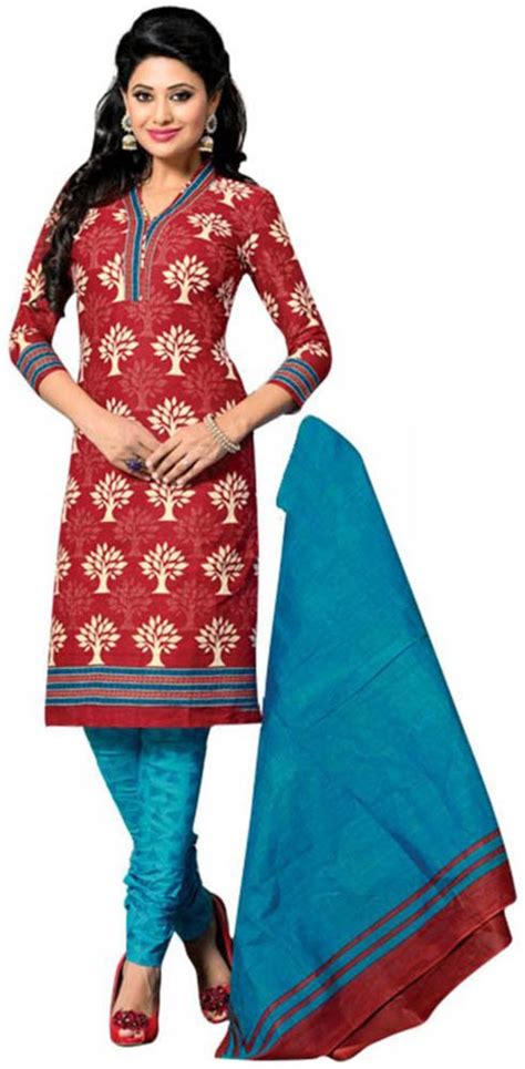 Buy Bagga's Women's Cotton Unstitched Dress Material (Bagga's-24_Red ...