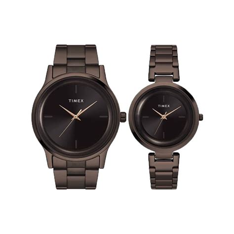TIMEX Analog Watch for Unisex with Brown Round Dial & Brown Stainless ...