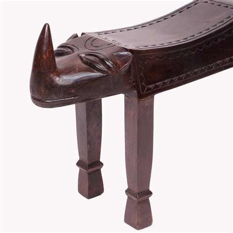 Wooden Single Horn Rhino 2 (two) Seater Bench