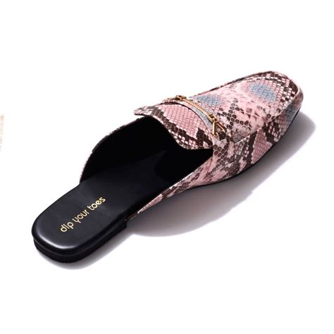 Pink Snake-print Mules – Dip Your Toes