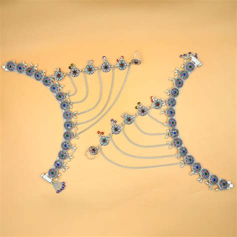 Gorgeous Silver Payal with Pag Phool Design and Vibrant Flower Pattern ...