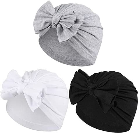Buy Aashiya Trades Set of 3 - Cotton Turban Knot Bow Cap for Baby Girls ...