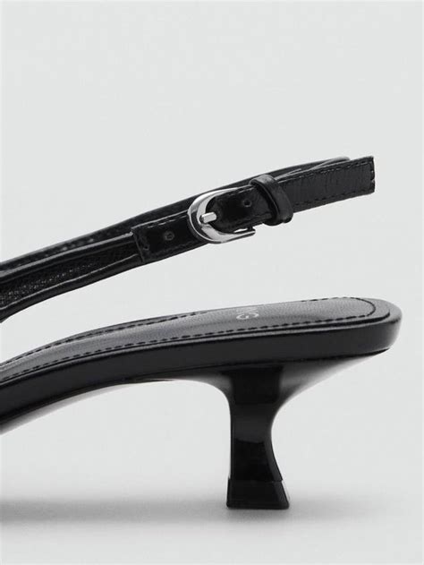 Mango Lucide Mesh Embellished Kitten Heel Sandals, Black