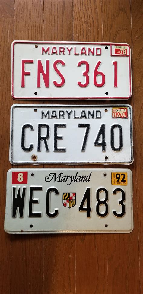 Three decades of MD license plates (70s, 80s, 90s) I found in my closet ...