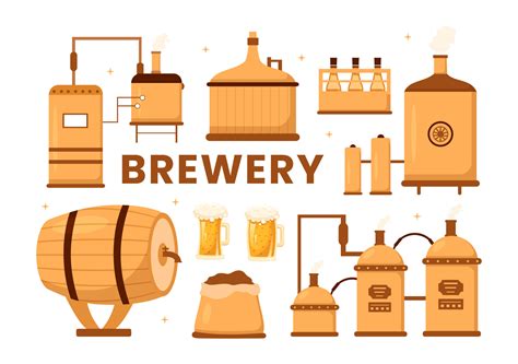 Brewery Production Process with Beer Tank and Bottle Full of Alcohol ...