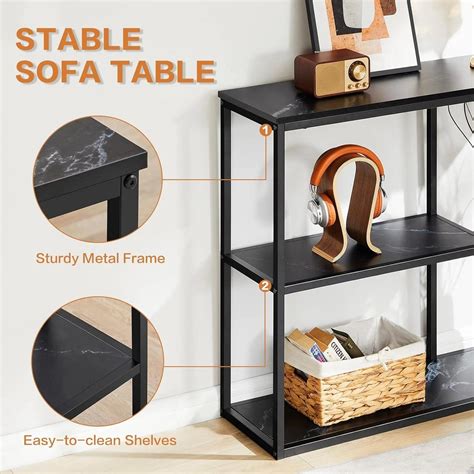 The Stylish Sidekick 3-Tier Black Marble Console Table – Decor Mantra