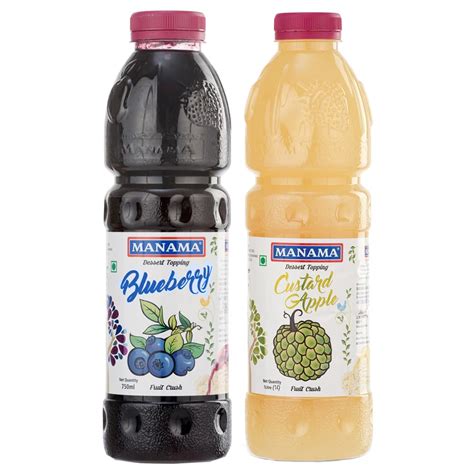 Manama Blueberry Crush (750ML) and Custard Apple Crush (1LTR) | Topping ...