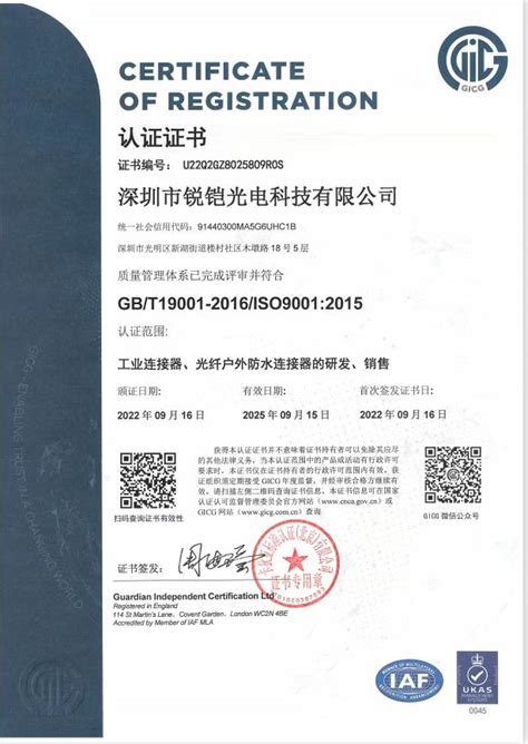 ISO9001质量管理体系证书 - 东莞南玻光伏科技有限公司