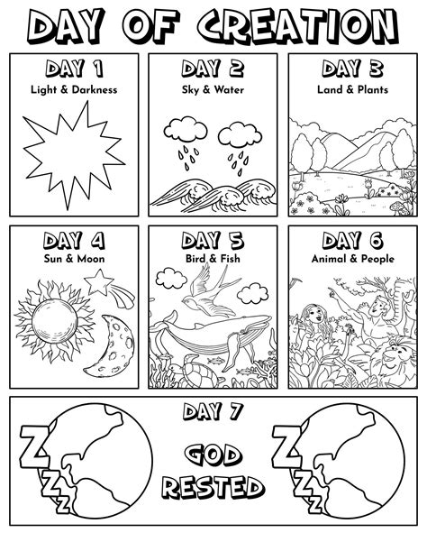 Days Of Creation - 13 Free PDF Printables | Printablee in 2025 | Sunday ...
