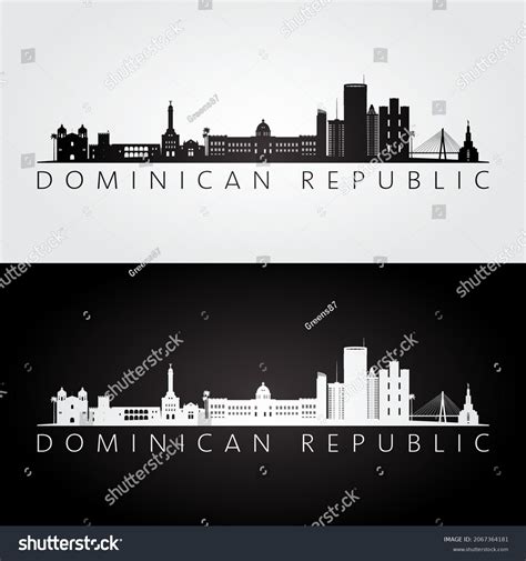 Dominican Republic Skyline Landmarks Silhouette Black Stock Vector ...