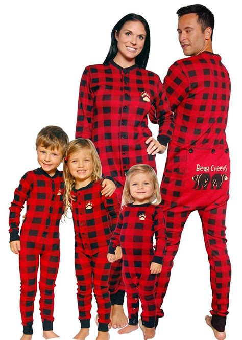 Lazy One Bear Cheeks Plaid Family Pajamas | Matching christmas pajamas ...