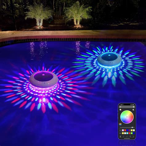 Floating Pool Lights with APP, 6.5 Inch Dynamic RGB Color Changing ...