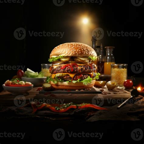 America's national dish, hamburger. Dish close-up. Generative AI ...