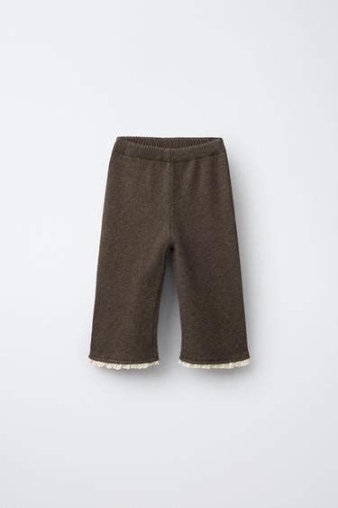 LACE TRIM KNIT CULOTTES - Brown / Taupe | ZARA India
