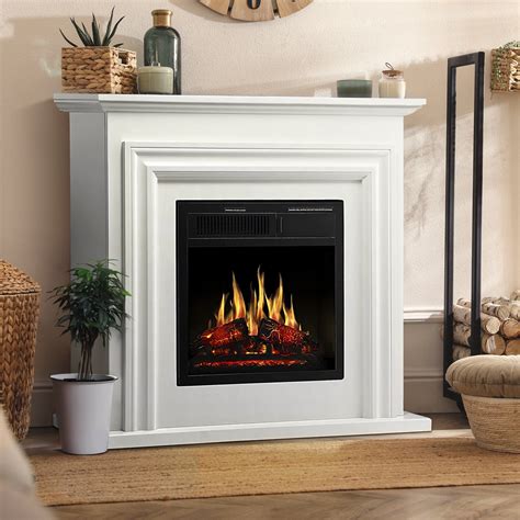 LHRIVER White Electric Fireplace for Bedroom, Real Flame Look, Free ...