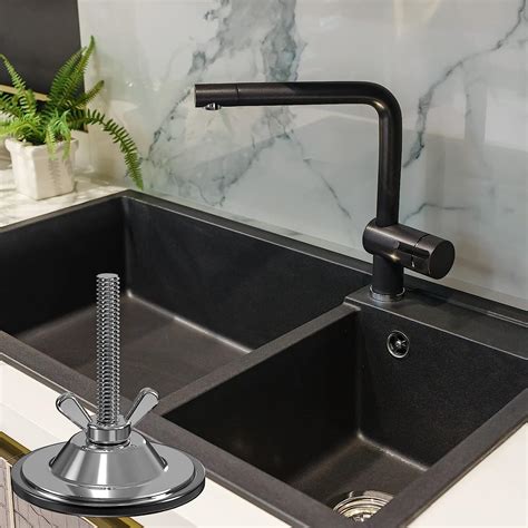 Buy Sink Hole Cover Black, Stainless Steel Metal 2 Kitchen Faucet Hole ...