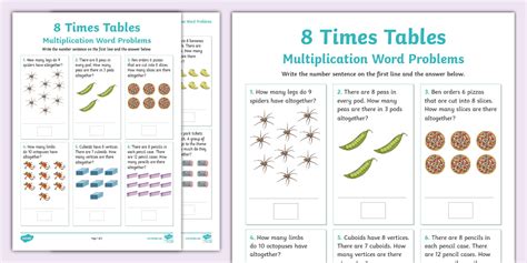 👉 8 Times Tables - Multiplication Word Problems - Twinkl