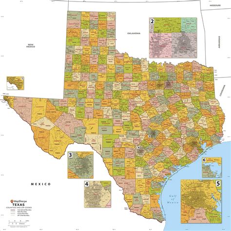 Buy Texas Store Zip Code and County - Shows All 254 Counties of Texas ...