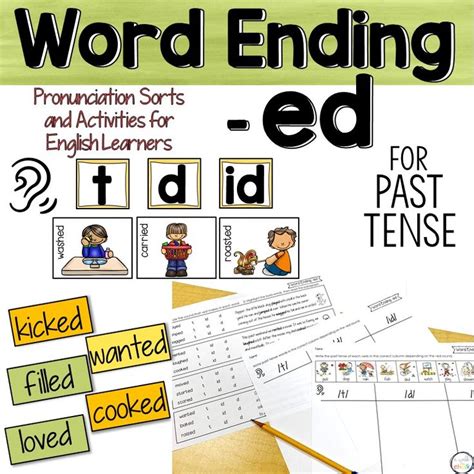 Word Ending -ed, Pronunciation Sorts and Activities | English language ...