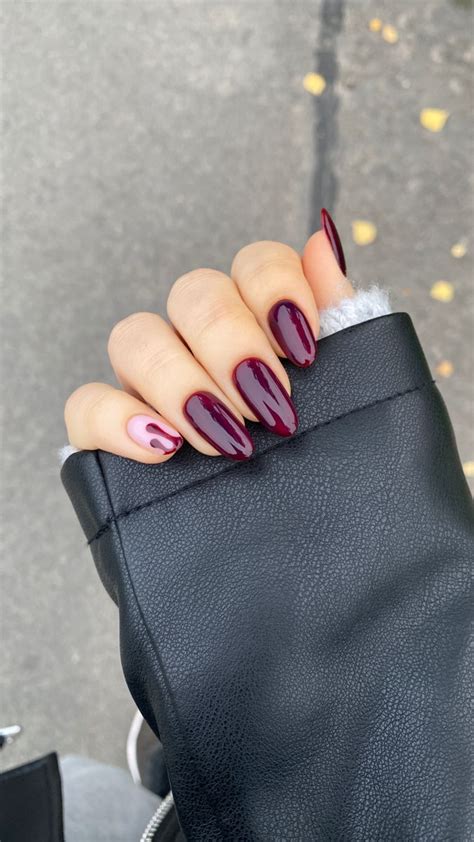 valentines nails dark red