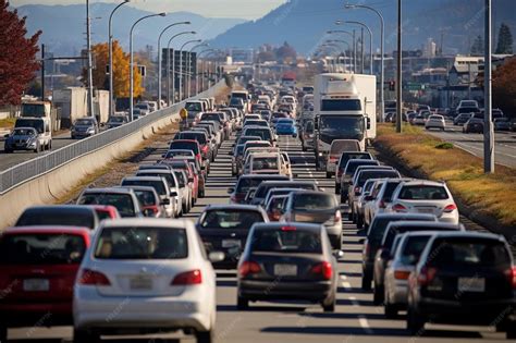 Premium Photo | A bunch of cars are stuck in traffic on a highway