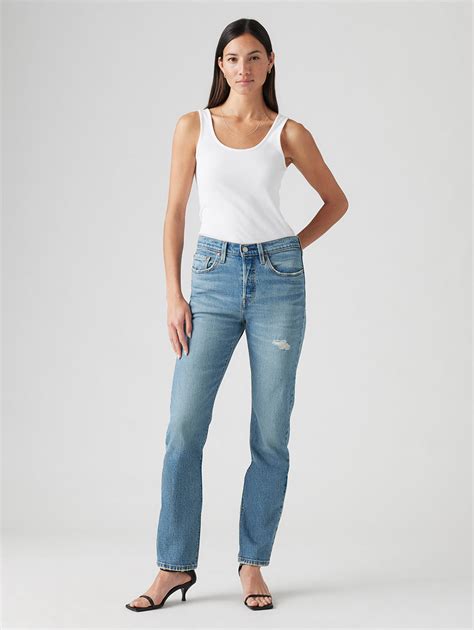 Women's 501 Blue Straight Fit Mid Rise Jeans – Levis India Store