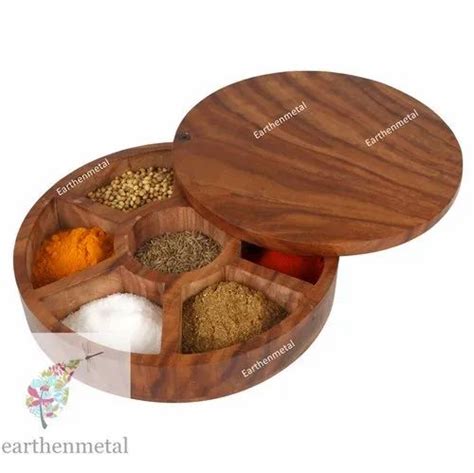 Wooden Spice Box - Sheesham Wood Round Spice Box Trader - Wholesaler ...