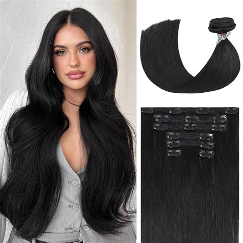 Amazon.com : Ukira Black Hair Extensions Real Human Hair, 70g 15 Inch ...