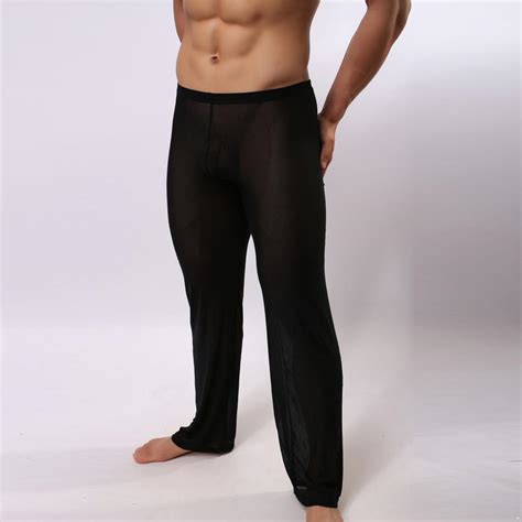 Cheap Mens Sexy Sleepwear Mesh See Through Pajama Bottoms Lounge Pants ...