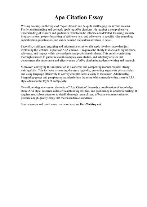 Apa Citation Essay. msagerber / APA Referencing and Citations | PDF