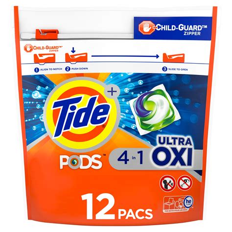 Tide PODS Ultra Oxi Liquid Laundry Detergent Pacs, 12 Count