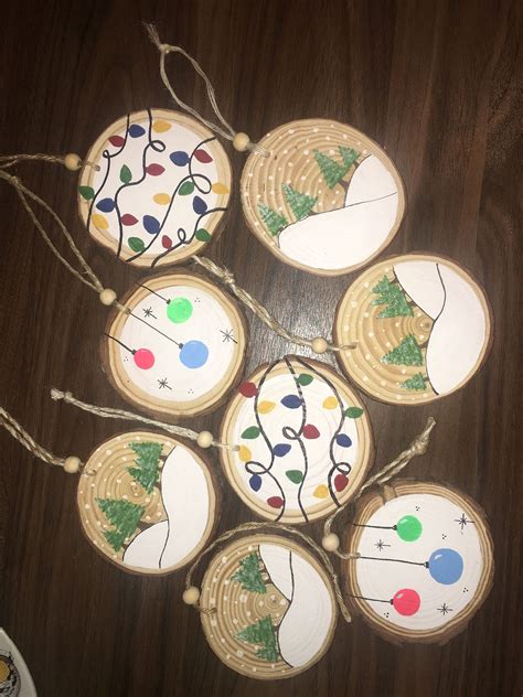 Hand Painted Wooden Christmas Ornaments - Etsy | Christmas wood crafts ...