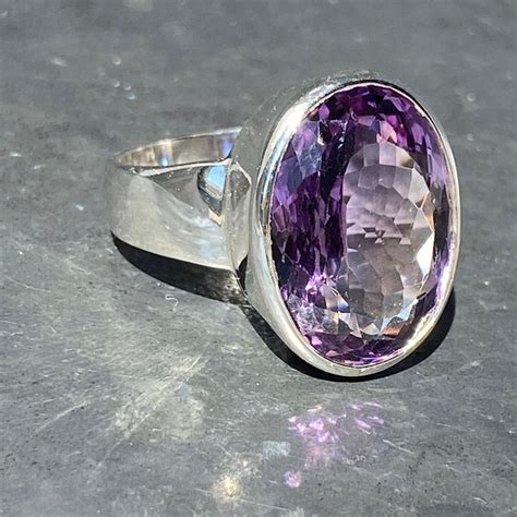 Amethyst Ring Oval Amethyst Ring Fine Cut Amethyst Ring - Etsy India