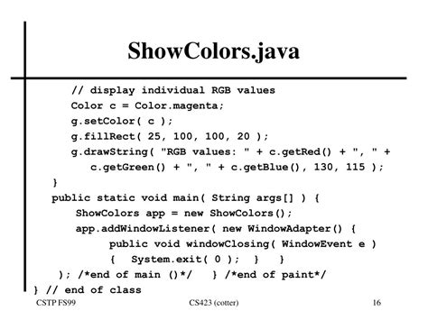 Image result for Computer Science Display Colour Java