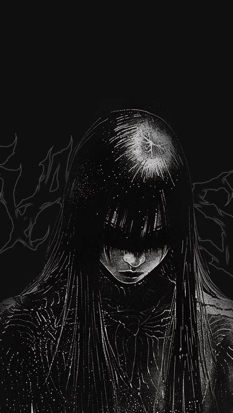 Dark Elegance in Anime Monochrome Art - backiee