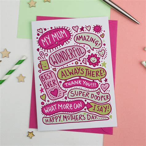 Happy Mothers Day Fun Illustrated Card By A Is For Alphabet ...