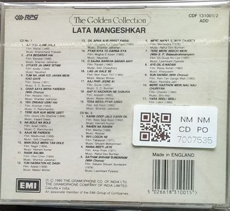 Lata Mangeshkar - The Golden Collection (CD) (Made In England ...
