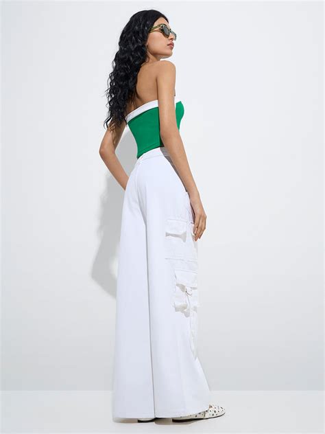 Buy Nuon White Cargo-Style Relaxed-Fit High-Rise Jeans from Westside