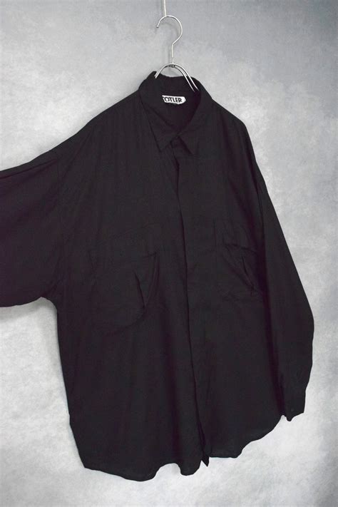 80s " cotler " black rayon shirt / size L | " YEAH " used clothing store