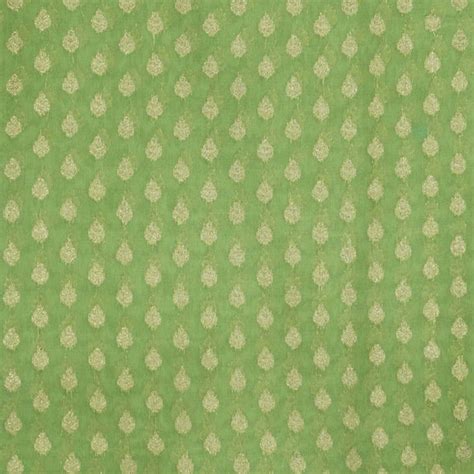 Brocade Pastle Green With Tiny Gold Leaf Motifs Woven Fabric – Sanskruti