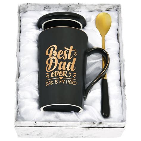 ZONGQIN Best Dad Ever Black Ceramic Mugs, Gifts for Dad, Christmas ...