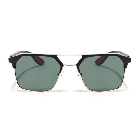 Commander | Golden Wayfarer Polarized Sunglasses | Olive Lens - PMG668