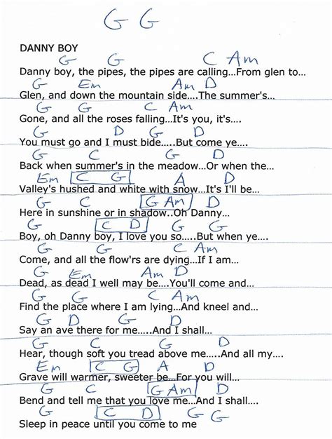 Lyrics To Danny Boy Printable